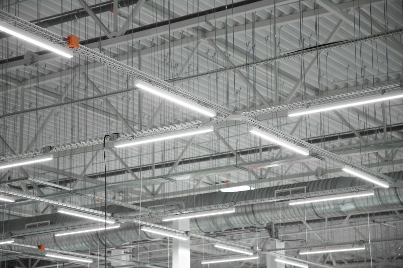 Suspended lighting in an industrial complex