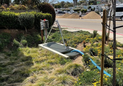 A storm drain grate.