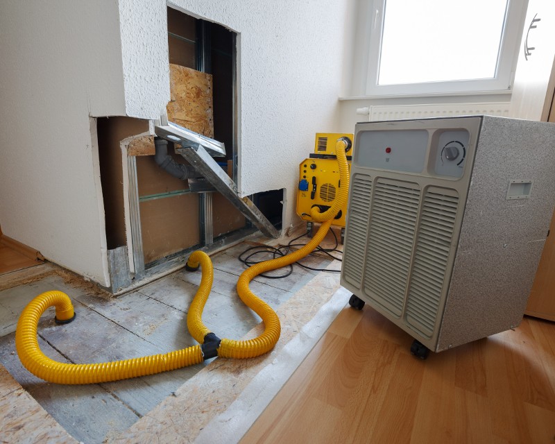 Dehumidifier hooked up in a home