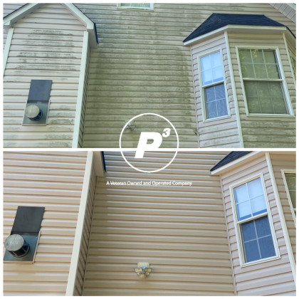 Before and After of house being power washed
