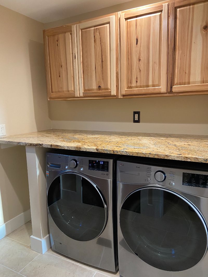 Washer and dryer under a countertop