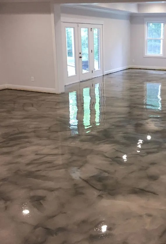 Tan and gray liquid metallic floor system from TGG Garage.