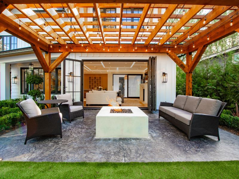 Home with a pergola.