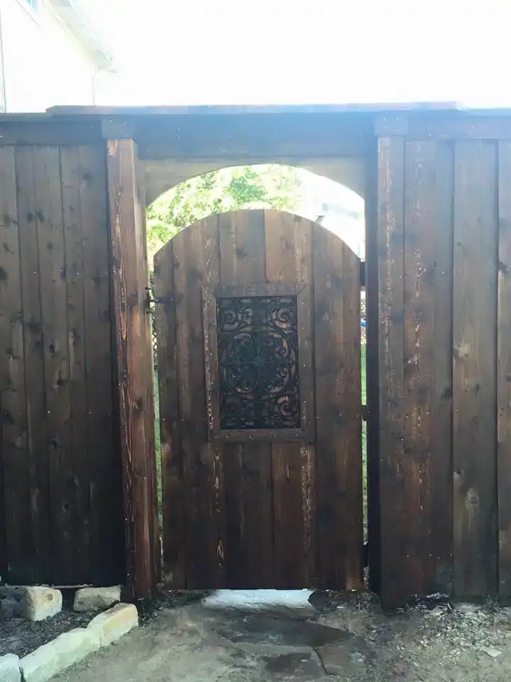 Wooden fence entrance.