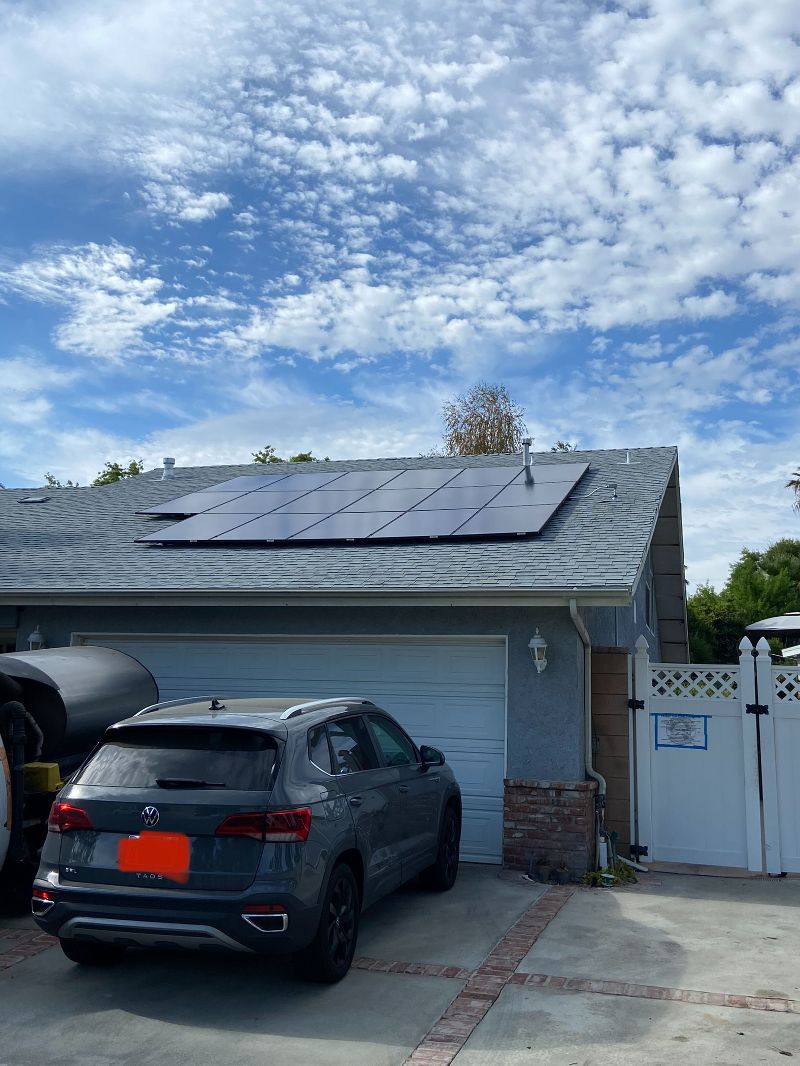 Home with a solar power system.