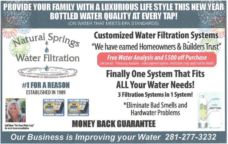 free water analysis and $500 off purchase coupon