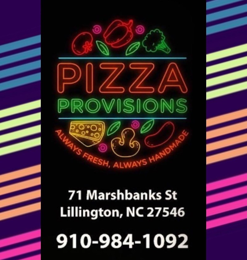 Pizza Provisions' sign. Always fresh, always handmade!