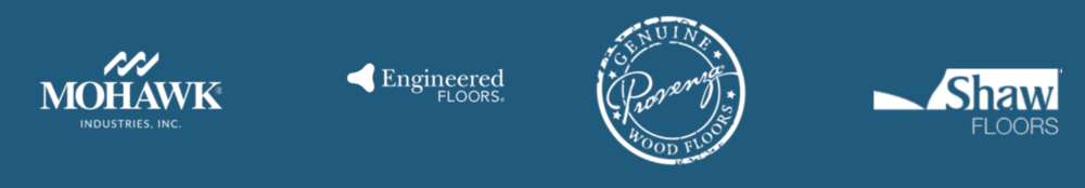 Logos for Mohawk, Engineered Floors, Provenza, and Shaw Floors