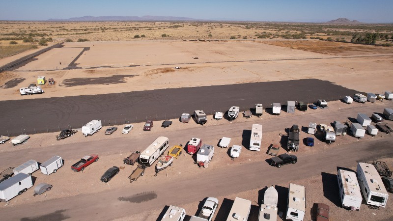 a lot of parked RVs