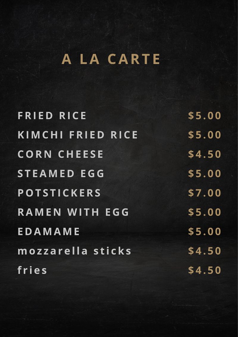 a la carte menu