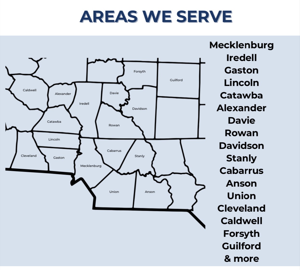 A map image showing our service area.