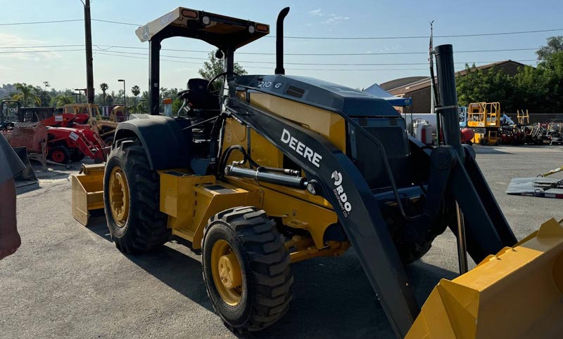 An orange tractor.