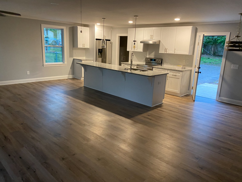 Freshly remodeled kitchen and living space.