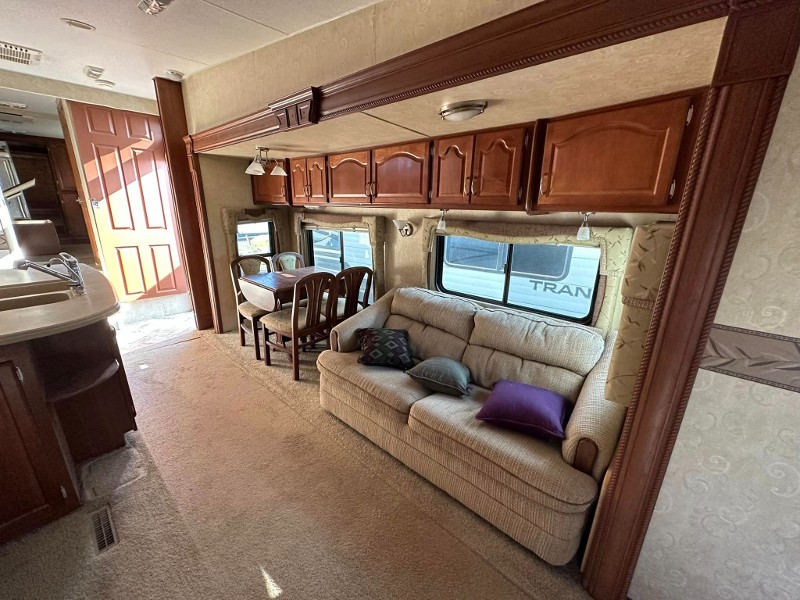Clean living area of a high-end RV.