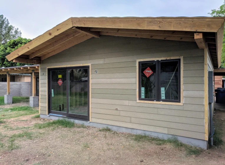 New home build with freshly installed siding.