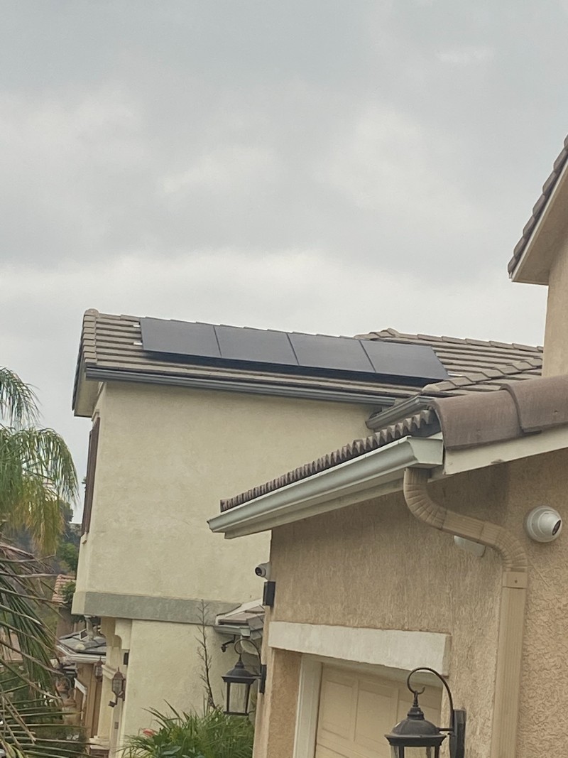 Newly installed solar panels on a roof.