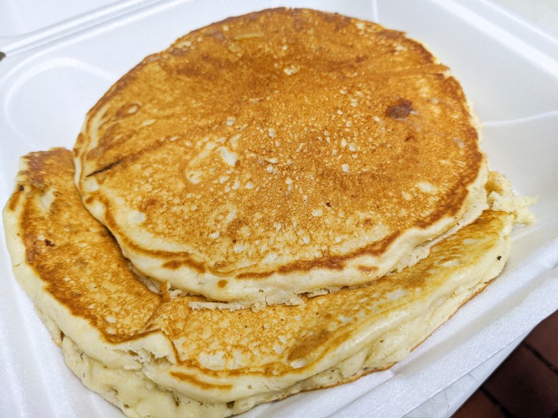 A stack of three pancakes.