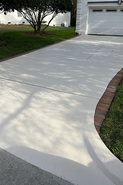 An outdoor sidewalk with an epoxy coating.