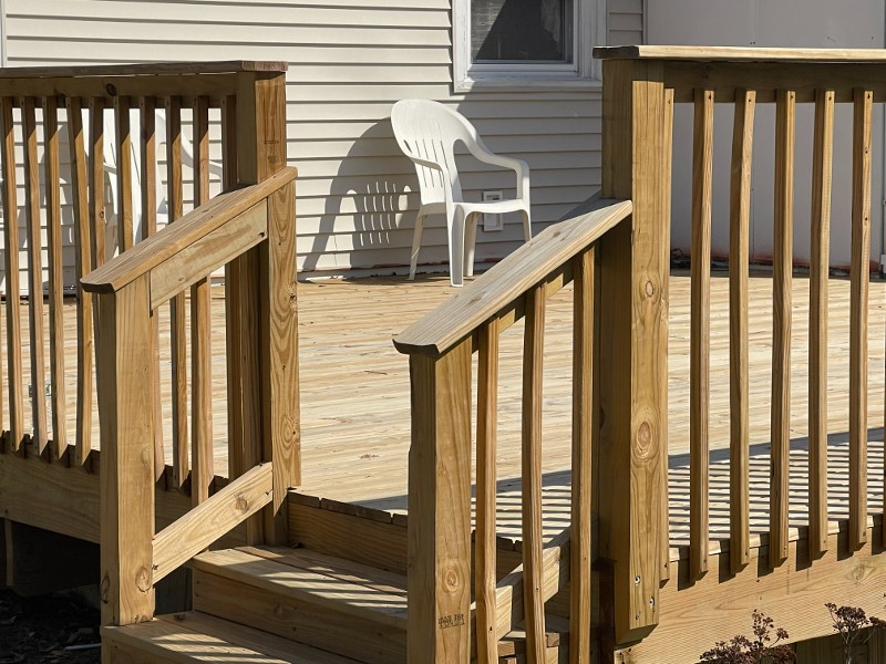 Newly installed wooden deck
