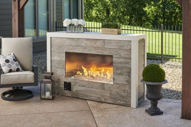 Outdoor fireplace.