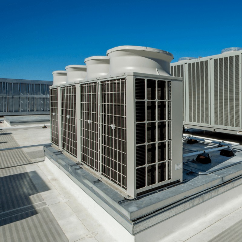 A rooftop commercial air conditioning unit.