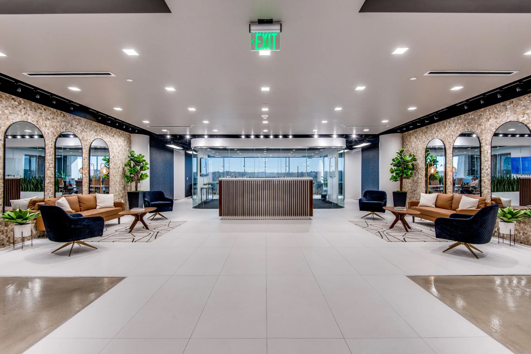 open lobby area with seating of office space