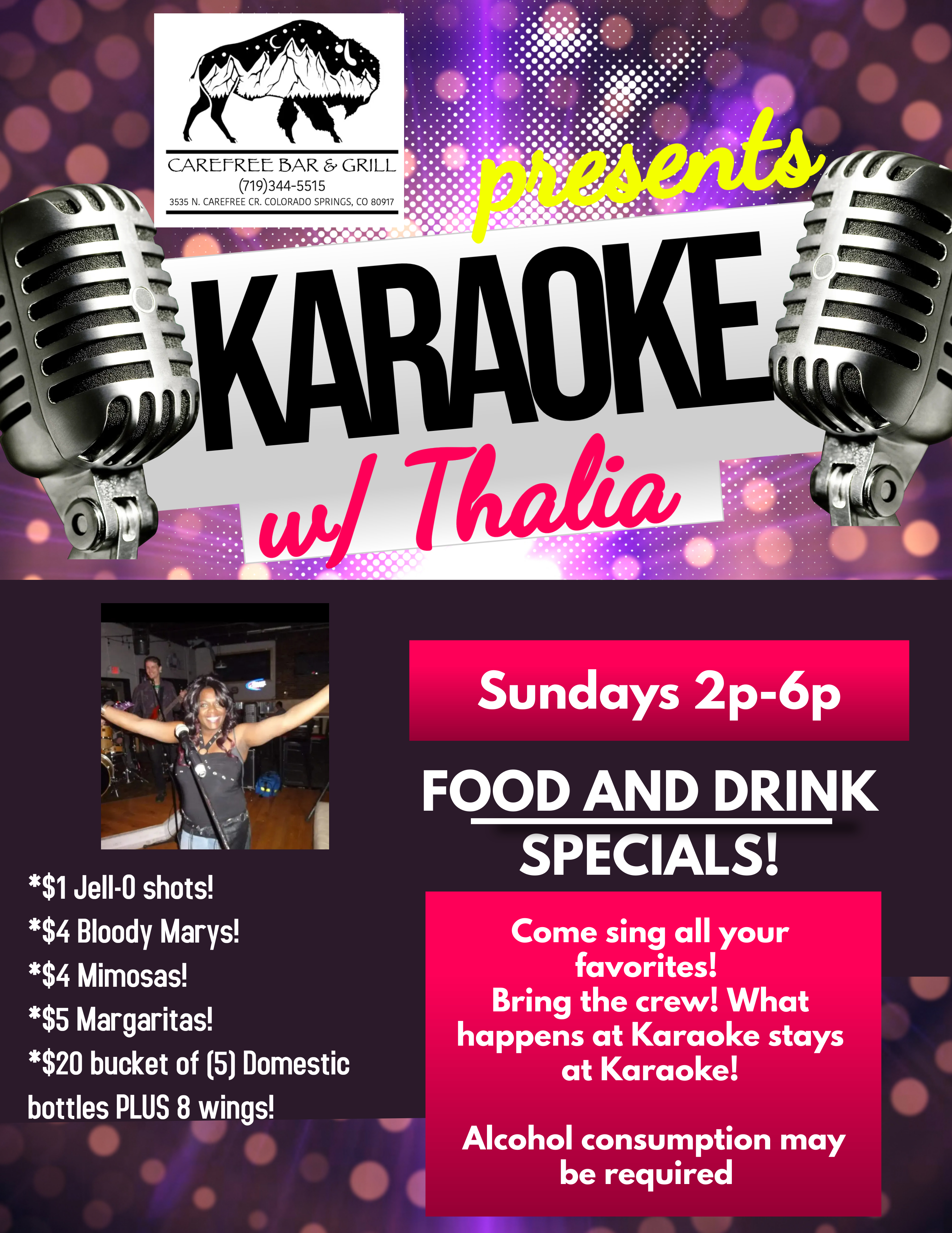 Karaoke with Thalia at Carefree Bar & Grill in Colorado Springs, CO
