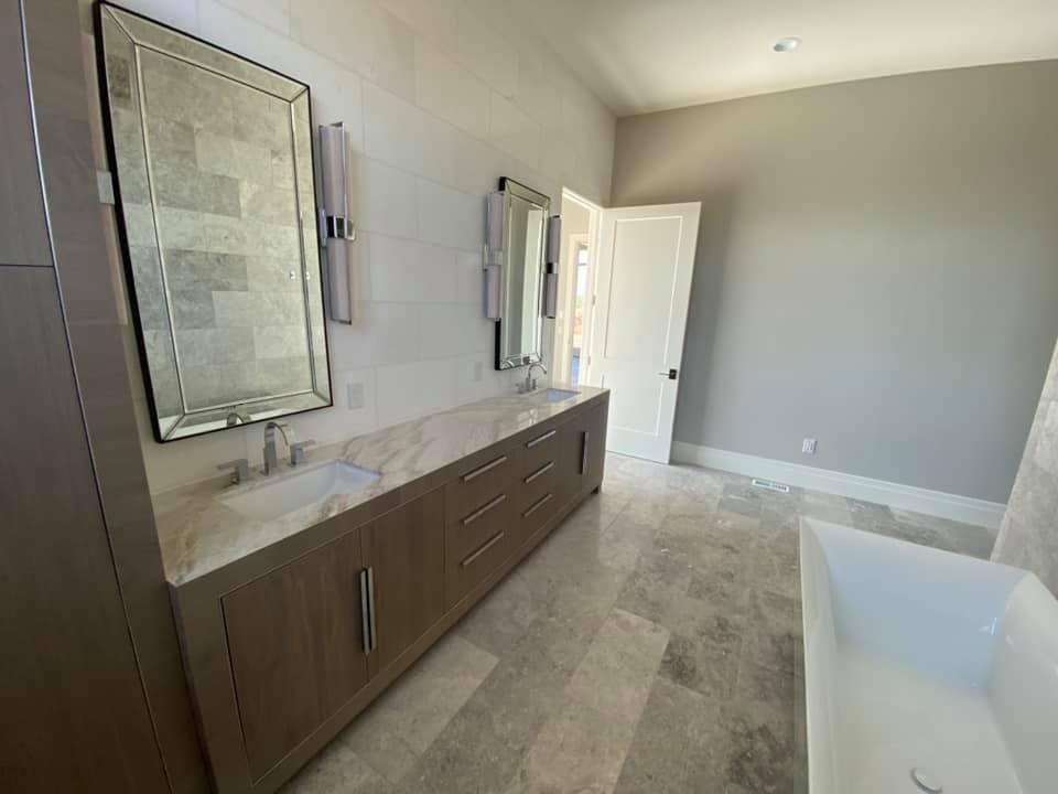 Custom Stone Bathroom Countertops & Floor