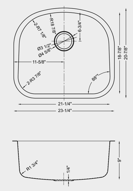 LTK-03-1  sink dimensions.
