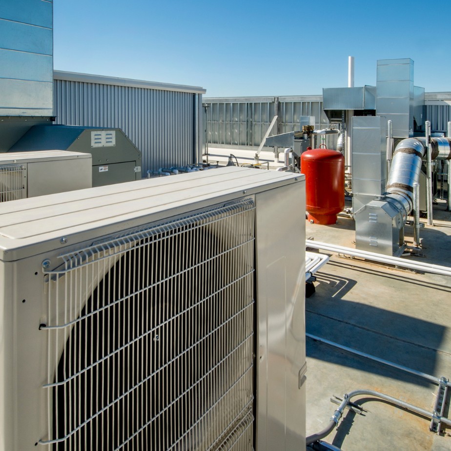 A layout of rooftop HVAC equipment.