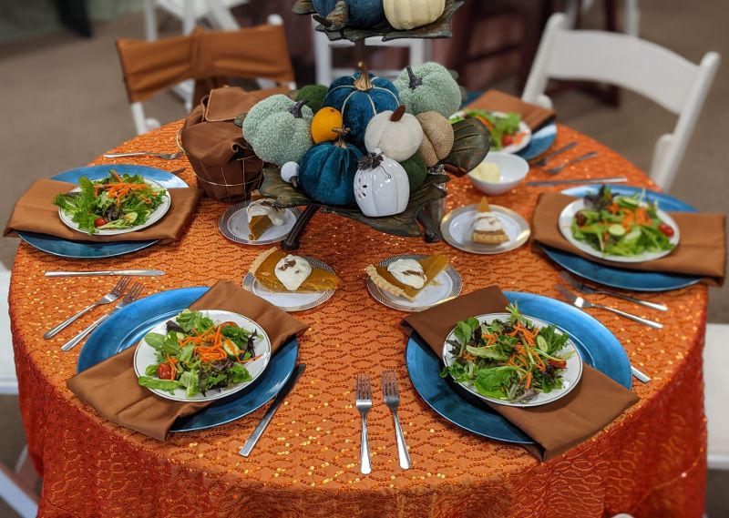 Fall table setting with salads