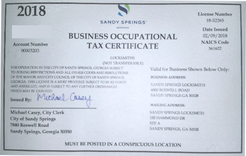 business occupational tax certificate