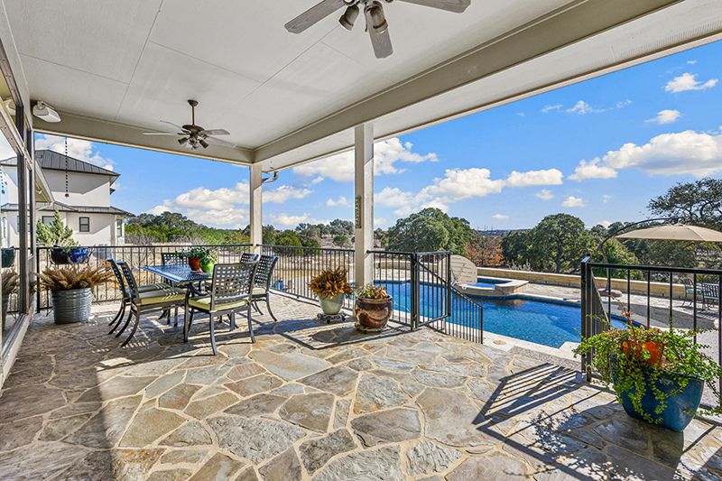 patio area and pool