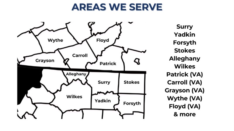 A map image showing our service area.