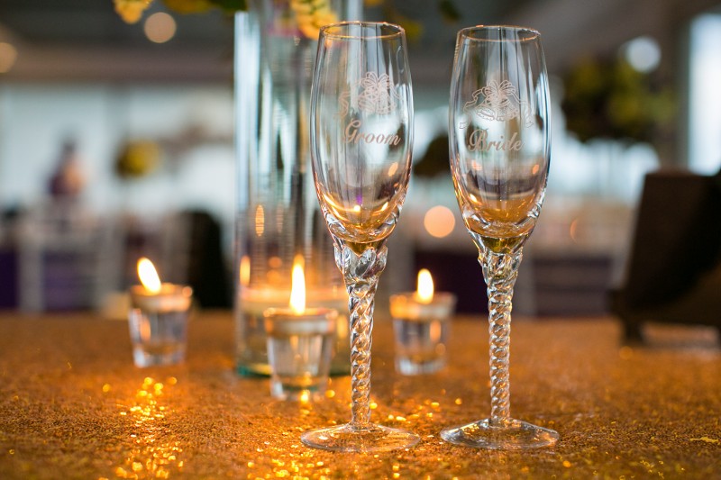 engraved champagne glasses