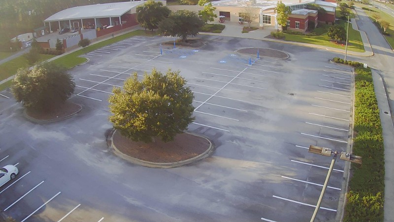 overhead view of a parking lot