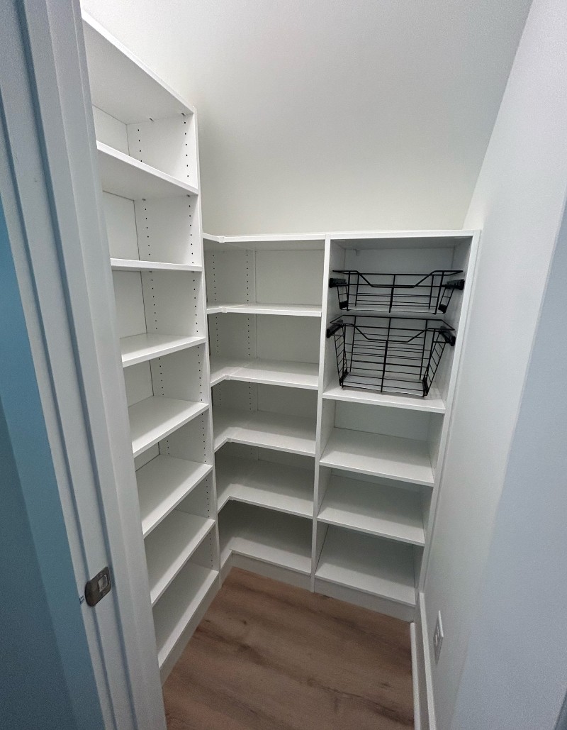 Floor-to-ceiling shelving inside a pantry