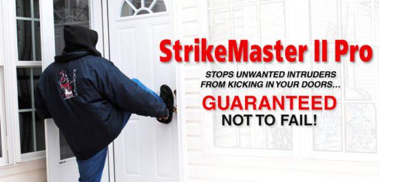 man kicking a residential door