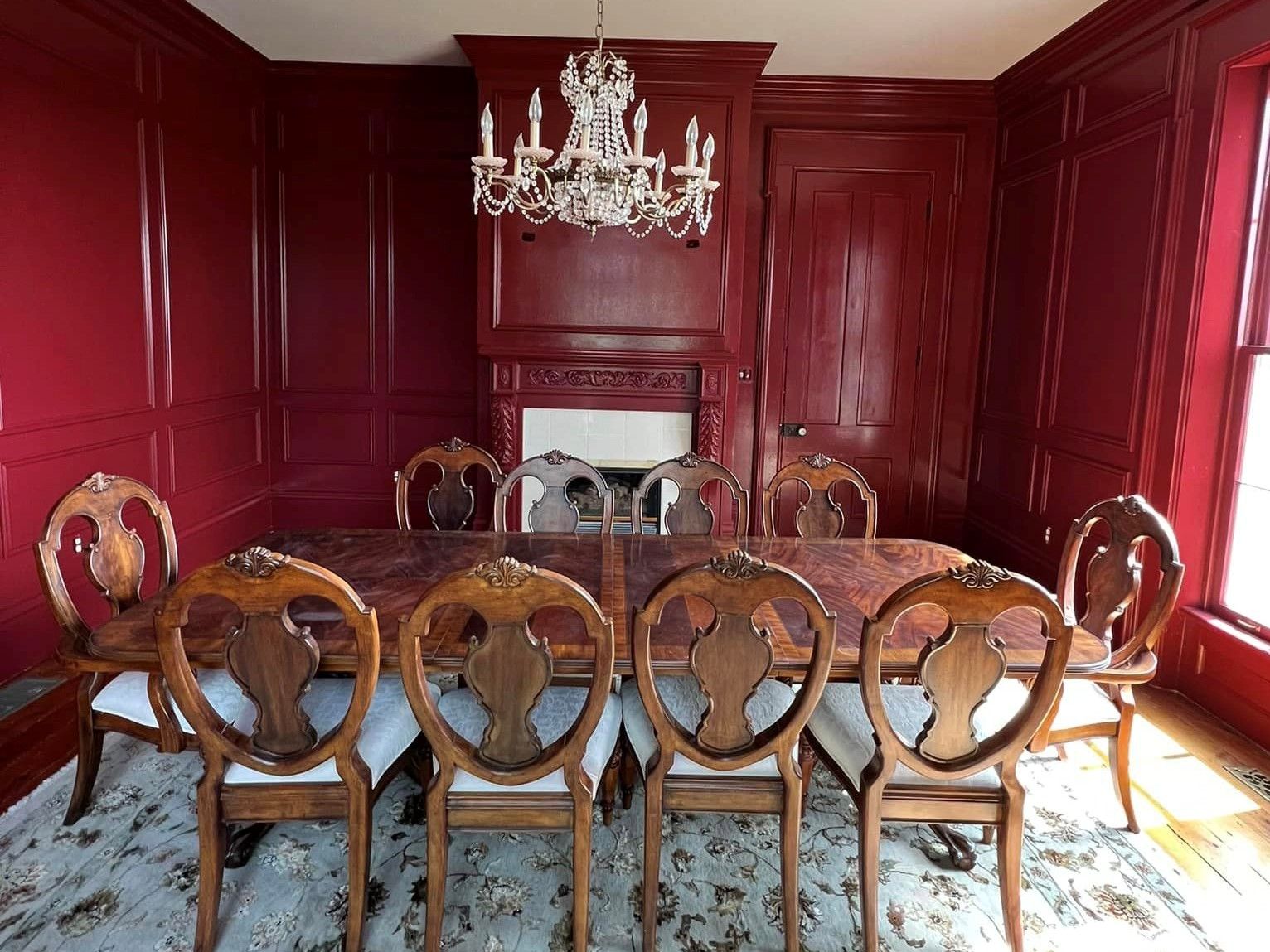 red paneled dining room