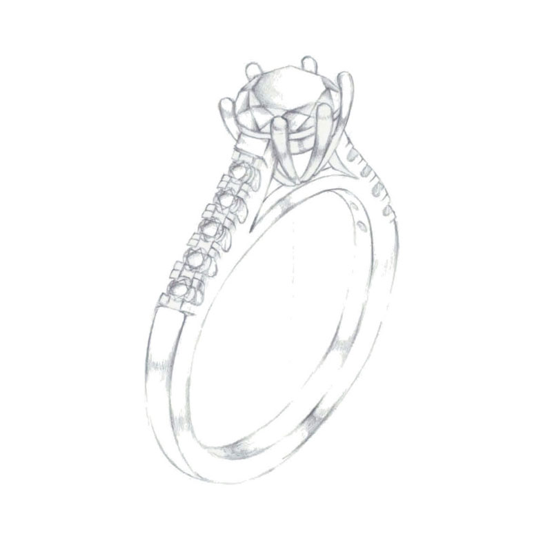 A rough sketch of a diamond ring.