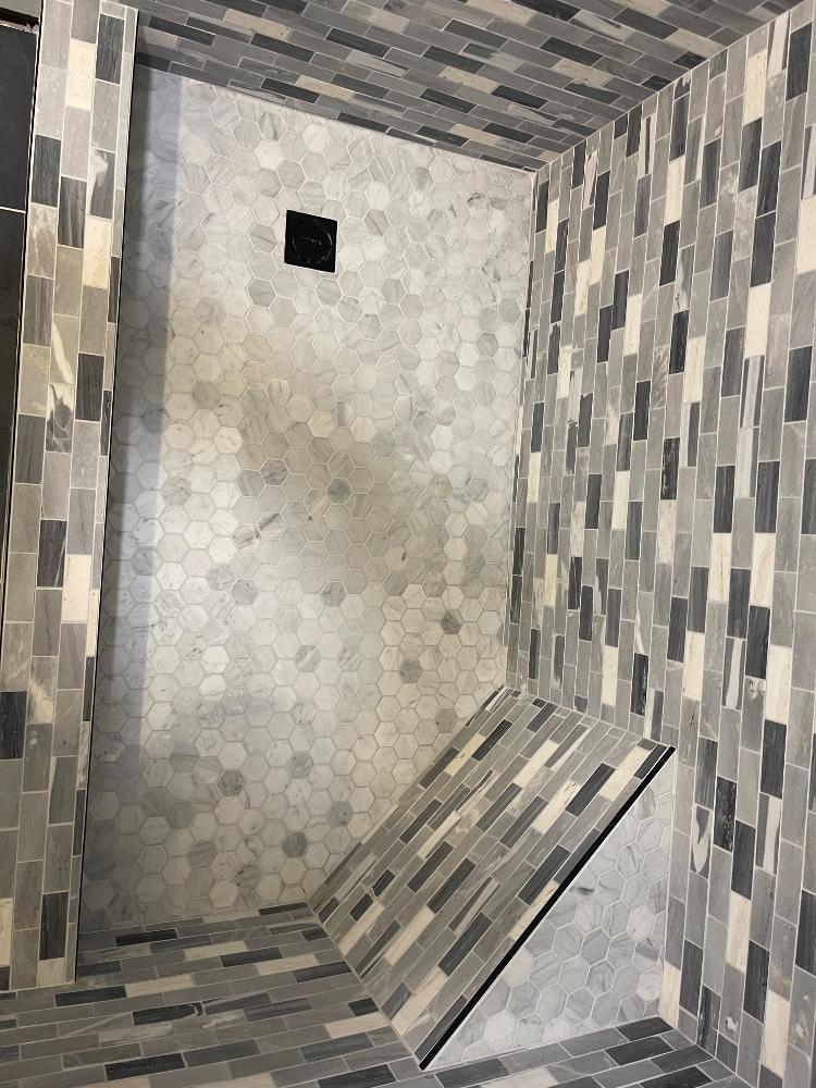 Tile floor in shower