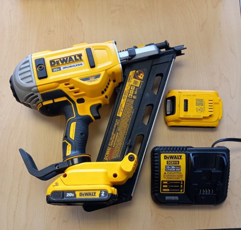 DeWalt nail gun with battery and charger