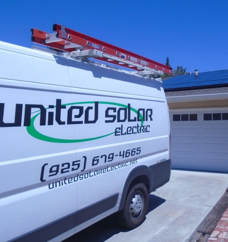 United Solar Electric work van parked in driveway