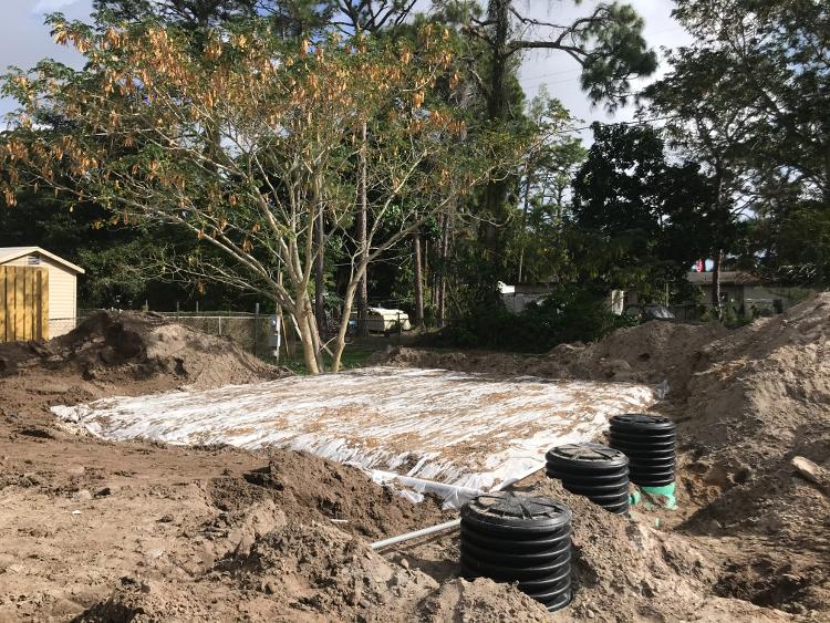 A septic system being installed.