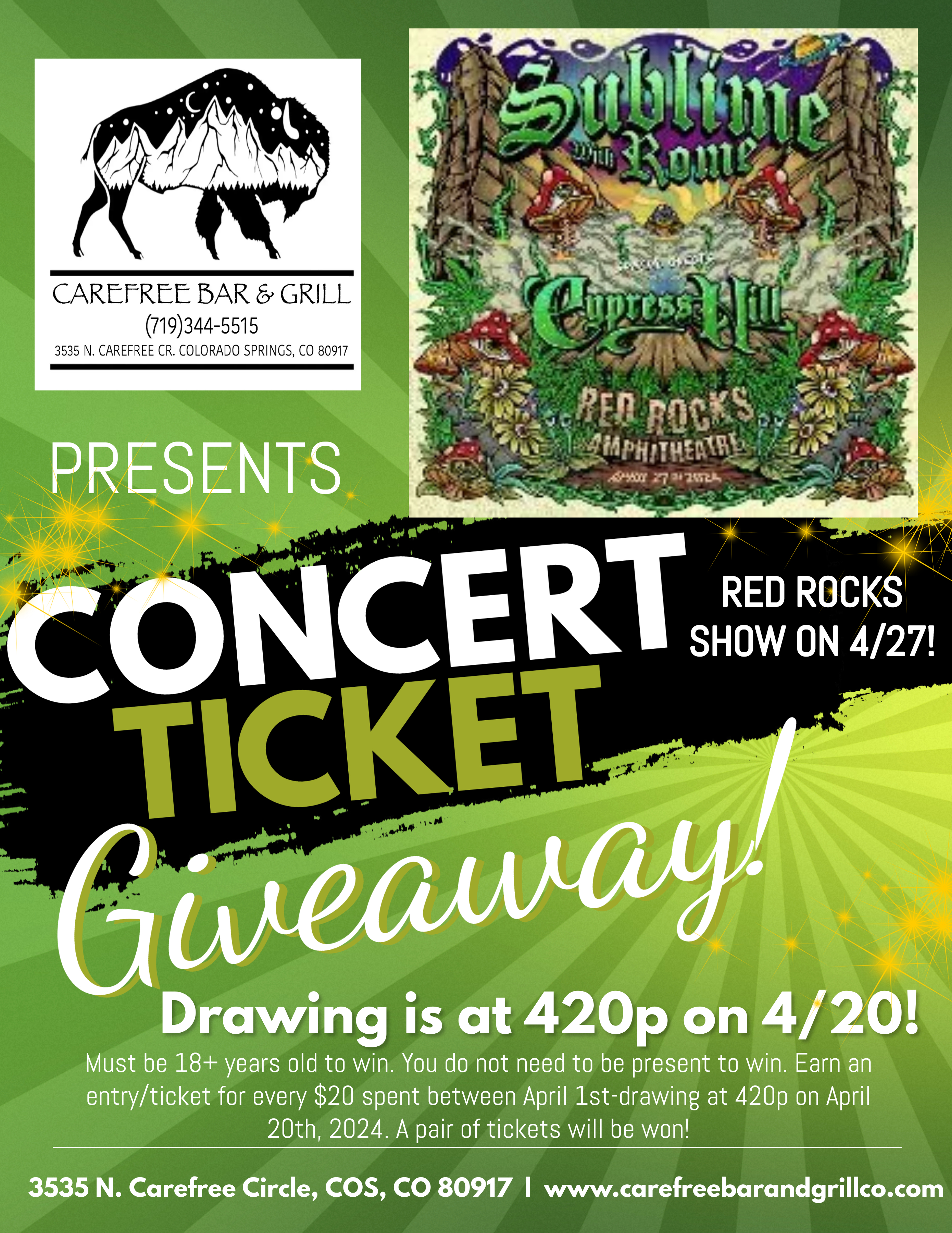Concert Ticket Giveaway for Red Rocks Show on April 27, 2024