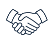 A handshake logo