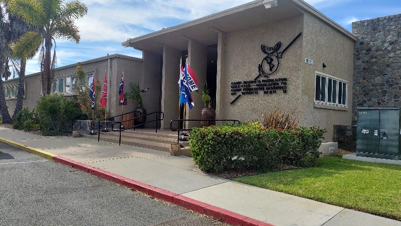 Flags outside a veterans' building