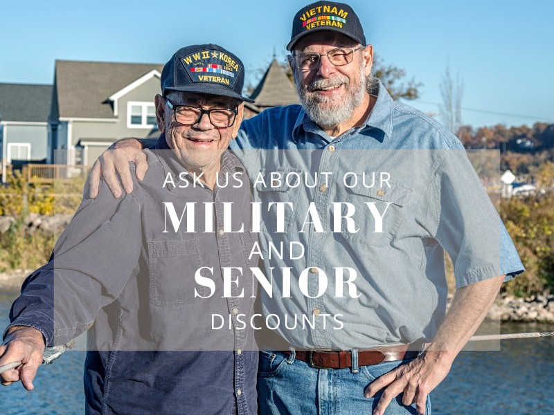 photo of two older male veterans with text overlay that reads 