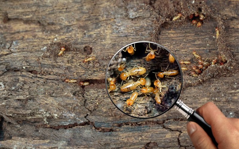 A group of termites seen through a magnifying glass.