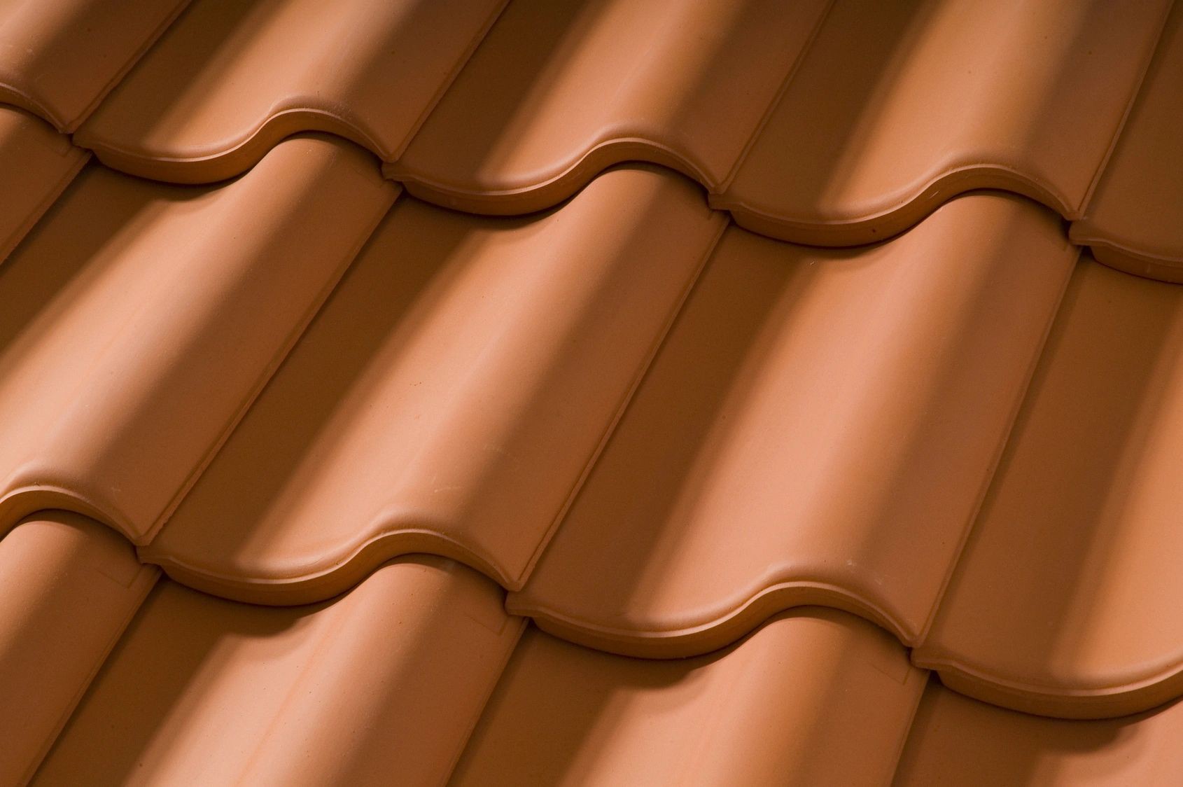 A closeup view of clay tile roofing.